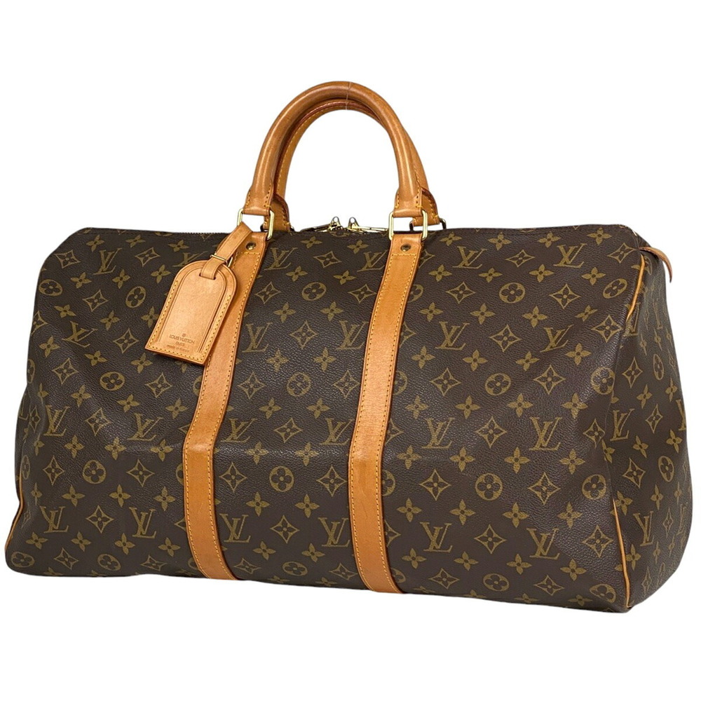 Louis Vuitton Keepall Handbag Travel Business Boston Bag Monogram Brown
